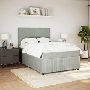 Κρεβάτι Boxspring με Στρώμα Ανοιχτό Γκρι 140x200 εκ. Βελούδινο - Pakobazaar