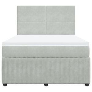Κρεβάτι Boxspring με Στρώμα Ανοιχτό Γκρι 140x200 εκ. Βελούδινο - Pakobazaar