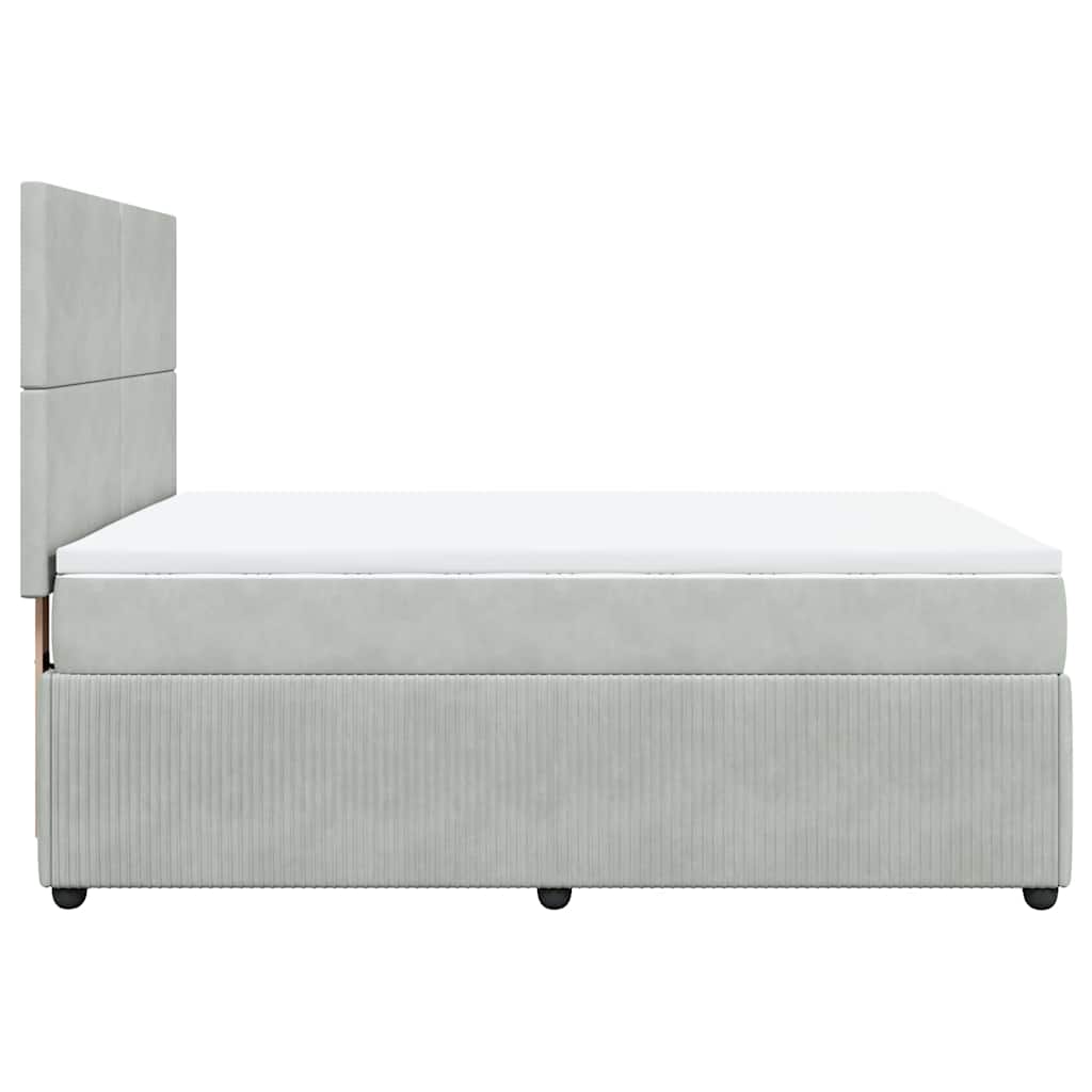 Κρεβάτι Boxspring με Στρώμα Ανοιχτό Γκρι 140x200 εκ. Βελούδινο - Pakobazaar
