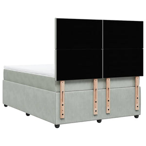Κρεβάτι Boxspring με Στρώμα Ανοιχτό Γκρι 140x200 εκ. Βελούδινο - Pakobazaar