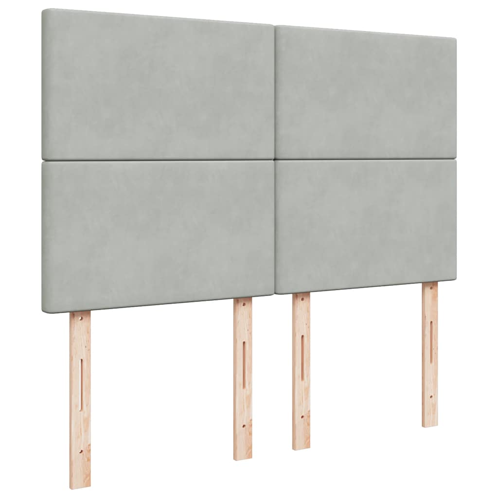 Κρεβάτι Boxspring με Στρώμα Ανοιχτό Γκρι 140x200 εκ. Βελούδινο - Pakobazaar