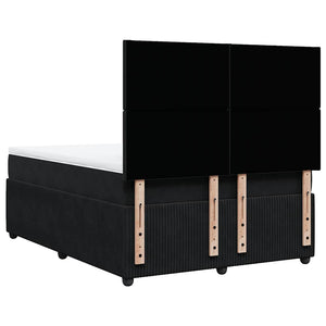 Κρεβάτι Boxspring με Στρώμα Μαύρο 140x200 εκ. Βελούδινο - Pakobazaar