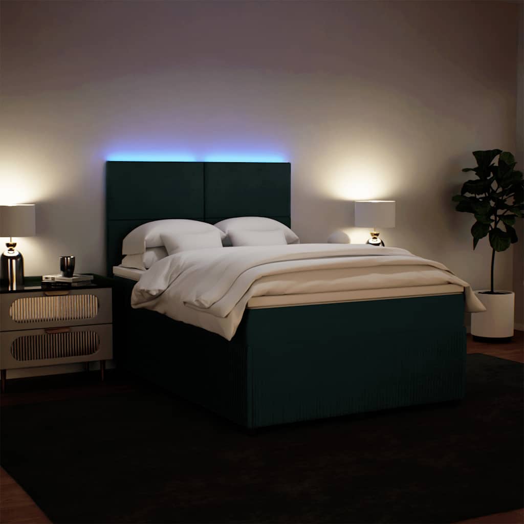 Κρεβάτι Boxspring με Στρώμα Σκούρο Πράσινο 140x200εκ. Βελούδινο - Pakobazaar