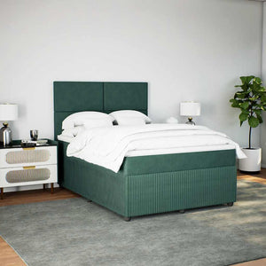 Κρεβάτι Boxspring με Στρώμα Σκούρο Πράσινο 140x200εκ. Βελούδινο - Pakobazaar