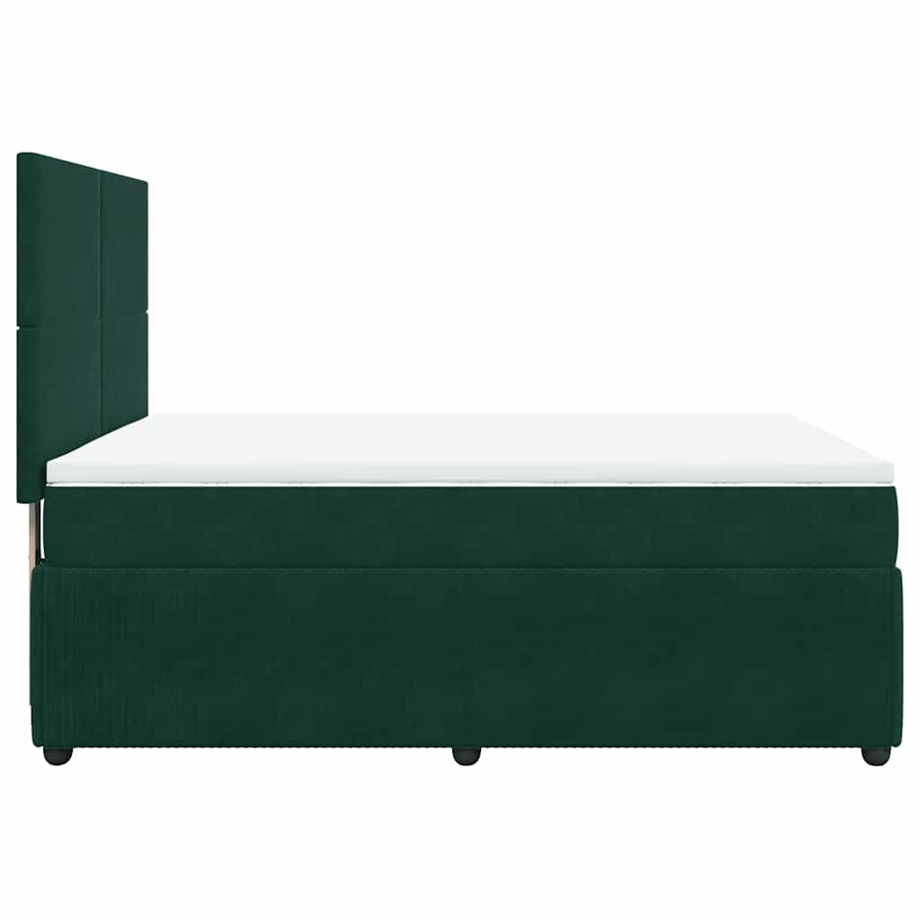 Κρεβάτι Boxspring με Στρώμα Σκούρο Πράσινο 140x200εκ. Βελούδινο - Pakobazaar