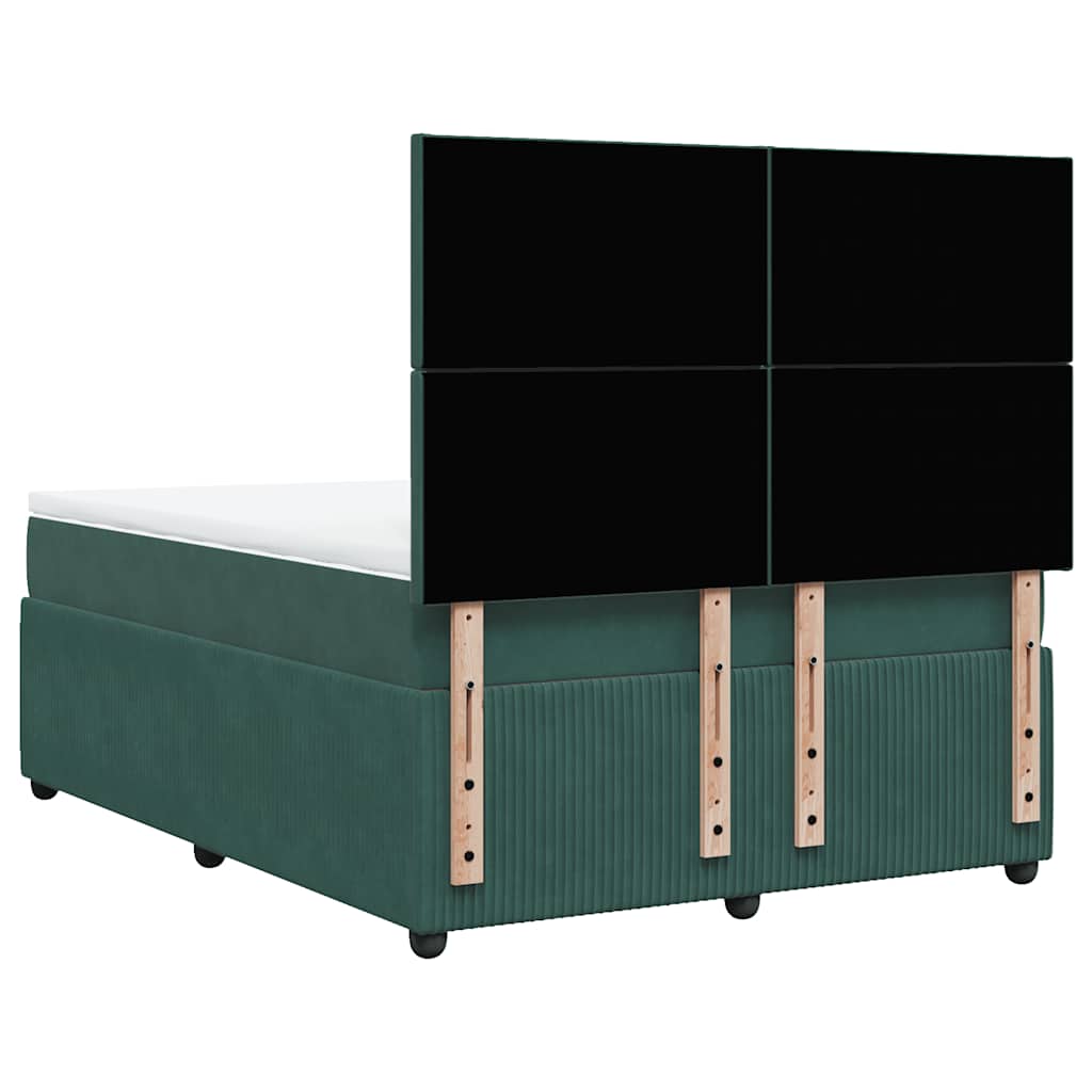 Κρεβάτι Boxspring με Στρώμα Σκούρο Πράσινο 140x200εκ. Βελούδινο - Pakobazaar