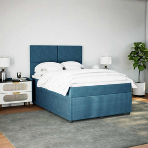 Κρεβάτι Boxspring με Στρώμα Μπλε 140x200 εκ. Βελούδινο