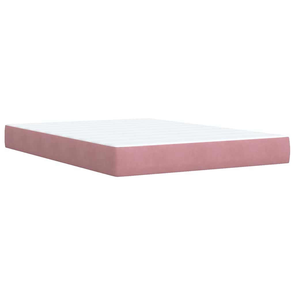 Κρεβάτι Boxspring με Στρώμα Ροζ 140x200 εκ. Βελούδινο - Pakobazaar