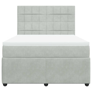 Κρεβάτι Boxspring με Στρώμα Ανοιχτό Γκρι 140x200 εκ. Βελούδινο