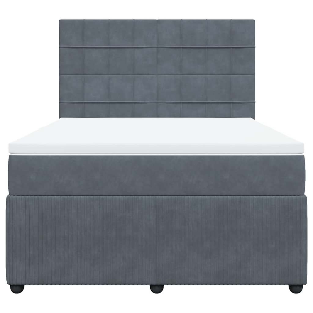 Κρεβάτι Boxspring με Στρώμα Σκούρο Γκρι 140x200 εκ. Βελούδινο - Pakobazaar