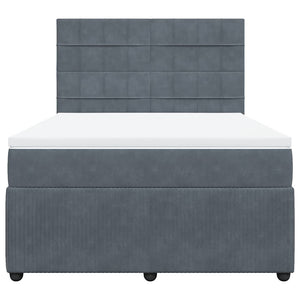 Κρεβάτι Boxspring με Στρώμα Σκούρο Γκρι 140x200 εκ. Βελούδινο - Pakobazaar