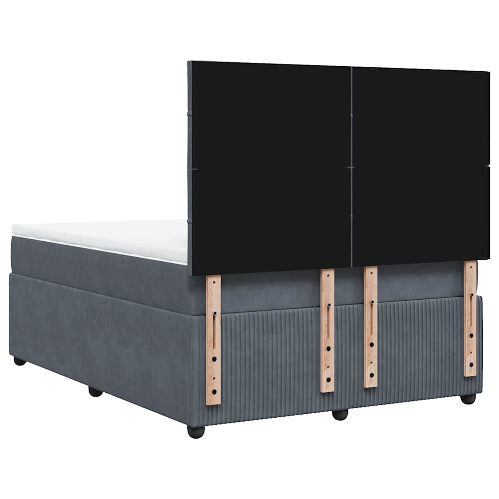 Κρεβάτι Boxspring με Στρώμα Σκούρο Γκρι 140x200 εκ. Βελούδινο - Pakobazaar