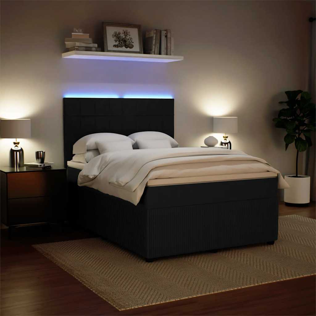 Κρεβάτι Boxspring με Στρώμα Μαύρο 140x200 εκ. Βελούδινο - Pakobazaar
