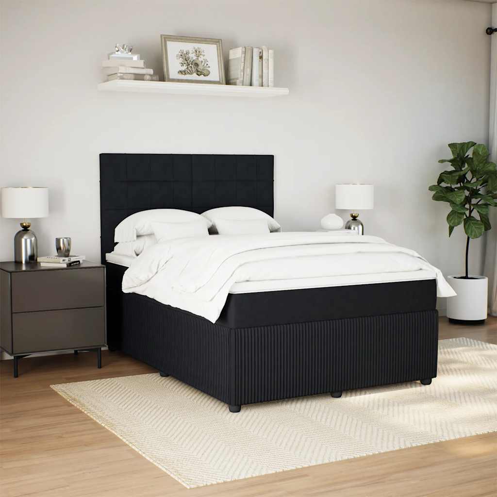 Κρεβάτι Boxspring με Στρώμα Μαύρο 140x200 εκ. Βελούδινο - Pakobazaar