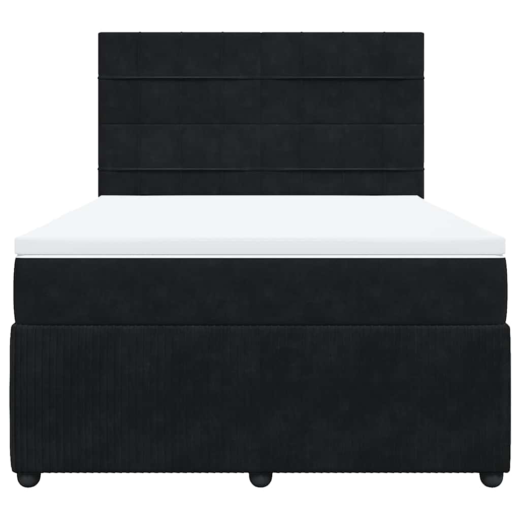 Κρεβάτι Boxspring με Στρώμα Μαύρο 140x200 εκ. Βελούδινο - Pakobazaar