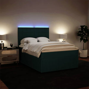 Κρεβάτι Boxspring με Στρώμα Σκούρο Πράσινο 140x200εκ. Βελούδινο - Pakobazaar
