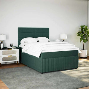 Κρεβάτι Boxspring με Στρώμα Σκούρο Πράσινο 140x200εκ. Βελούδινο - Pakobazaar