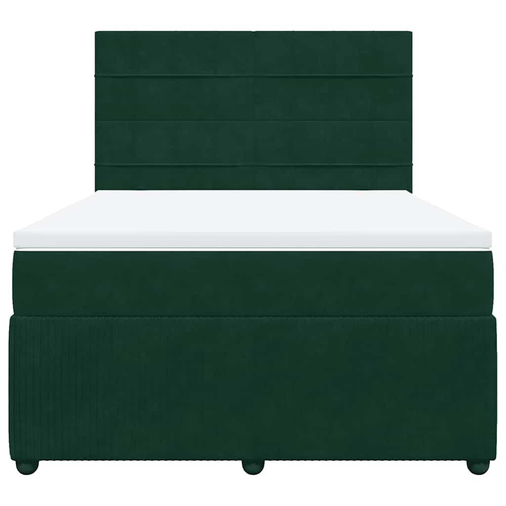 Κρεβάτι Boxspring με Στρώμα Σκούρο Πράσινο 140x200εκ. Βελούδινο - Pakobazaar