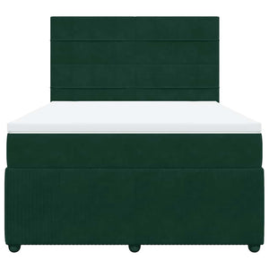 Κρεβάτι Boxspring με Στρώμα Σκούρο Πράσινο 140x200εκ. Βελούδινο - Pakobazaar