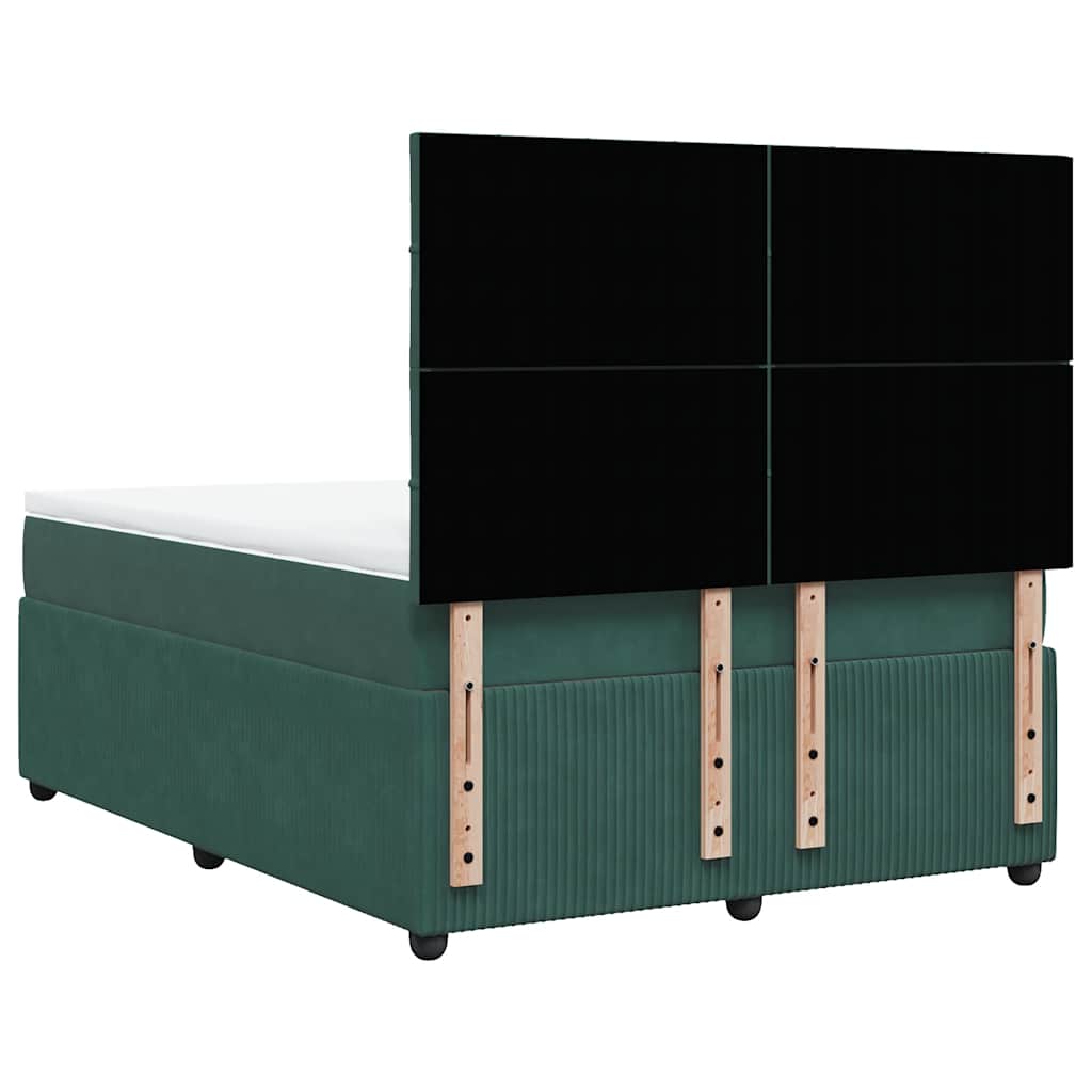 Κρεβάτι Boxspring με Στρώμα Σκούρο Πράσινο 140x200εκ. Βελούδινο - Pakobazaar