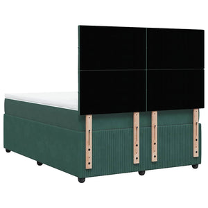 Κρεβάτι Boxspring με Στρώμα Σκούρο Πράσινο 140x200εκ. Βελούδινο - Pakobazaar