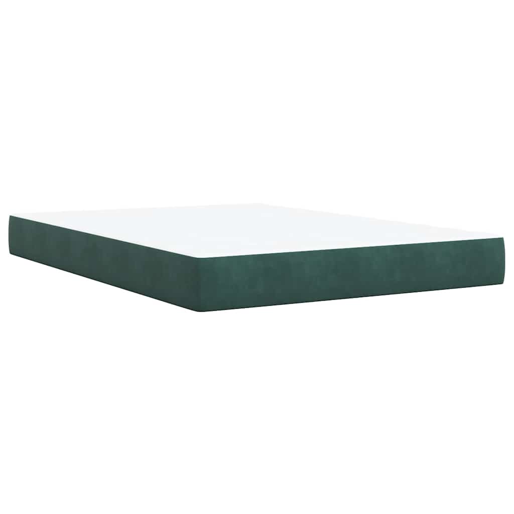 Κρεβάτι Boxspring με Στρώμα Σκούρο Πράσινο 140x200εκ. Βελούδινο - Pakobazaar
