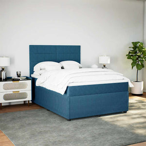 Κρεβάτι Boxspring με Στρώμα Μπλε 140x200 εκ. Βελούδινο - Pakobazaar