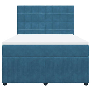 Κρεβάτι Boxspring με Στρώμα Μπλε 140x200 εκ. Βελούδινο - Pakobazaar