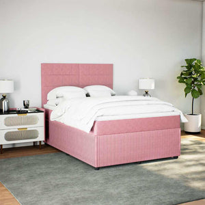 Κρεβάτι Boxspring με Στρώμα Ροζ 140x200 εκ. Βελούδινο - Pakobazaar