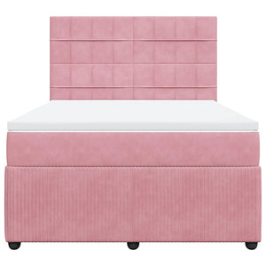 Κρεβάτι Boxspring με Στρώμα Ροζ 140x200 εκ. Βελούδινο - Pakobazaar