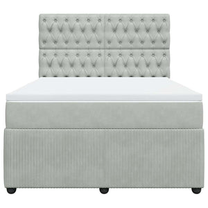 Κρεβάτι Boxspring με Στρώμα Ανοιχτό Γκρι 140x200 εκ. Βελούδινο - Pakobazaar