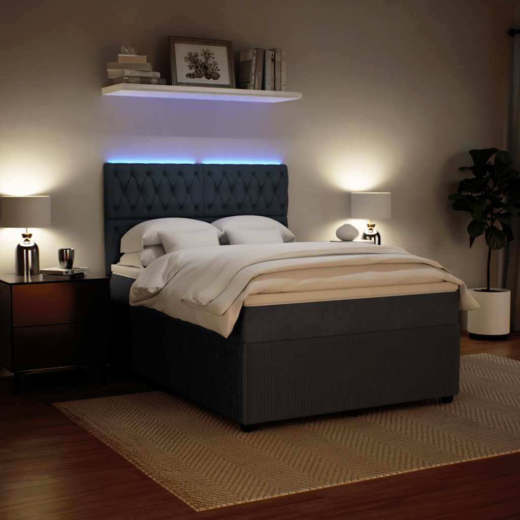 Κρεβάτι Boxspring με Στρώμα Σκούρο Γκρι 140x200 εκ. Βελούδινο
