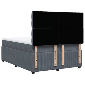 Κρεβάτι Boxspring με Στρώμα Σκούρο Γκρι 140x200 εκ. Βελούδινο