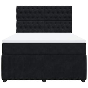 Κρεβάτι Boxspring με Στρώμα Μαύρο 140x200 εκ. Βελούδινο - Pakobazaar