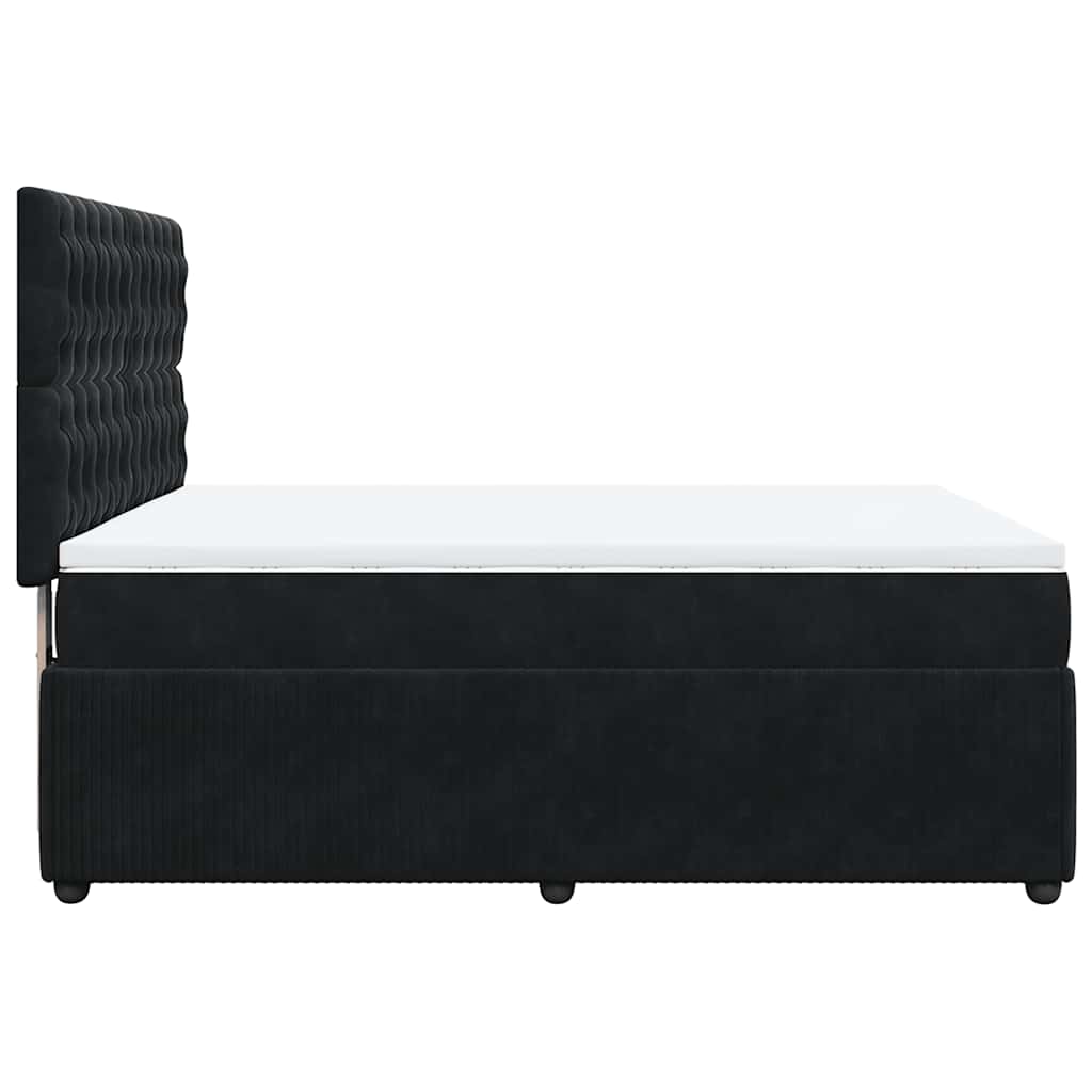 Κρεβάτι Boxspring με Στρώμα Μαύρο 140x200 εκ. Βελούδινο - Pakobazaar