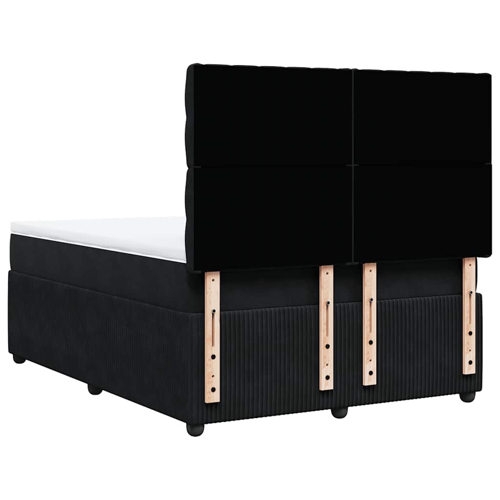 Κρεβάτι Boxspring με Στρώμα Μαύρο 140x200 εκ. Βελούδινο - Pakobazaar