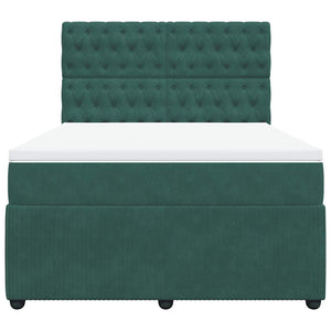 Κρεβάτι Boxspring με Στρώμα Σκούρο Πράσινο 140x200εκ. Βελούδινο