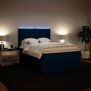Κρεβάτι Boxspring με Στρώμα Μπλε 140x200 εκ. Βελούδινο - Pakobazaar