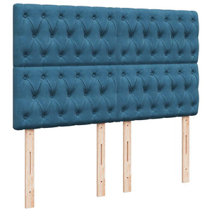 Κρεβάτι Boxspring με Στρώμα Μπλε 140x200 εκ. Βελούδινο - Pakobazaar