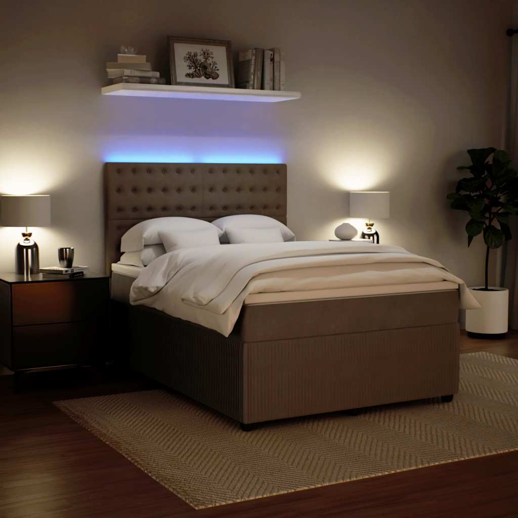 Κρεβάτι Boxspring με Στρώμα Ανοιχτό Γκρι 140x200 εκ. Βελούδινο - Pakobazaar