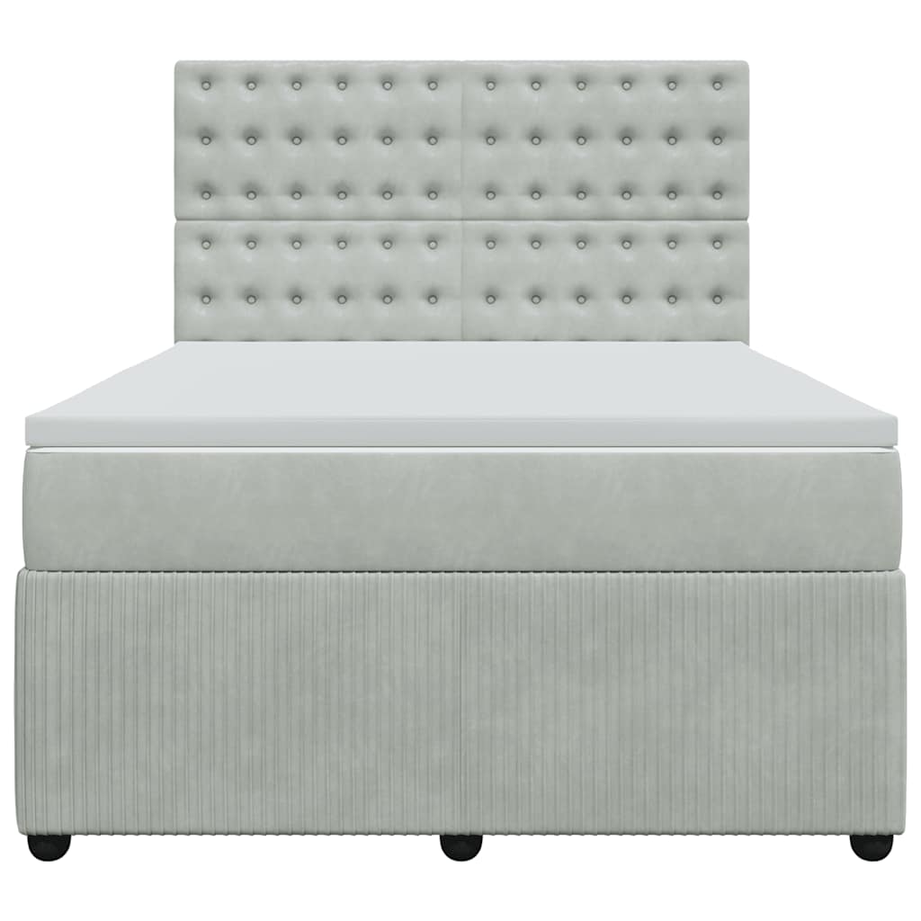 Κρεβάτι Boxspring με Στρώμα Ανοιχτό Γκρι 140x200 εκ. Βελούδινο - Pakobazaar