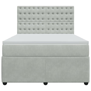 Κρεβάτι Boxspring με Στρώμα Ανοιχτό Γκρι 140x200 εκ. Βελούδινο - Pakobazaar