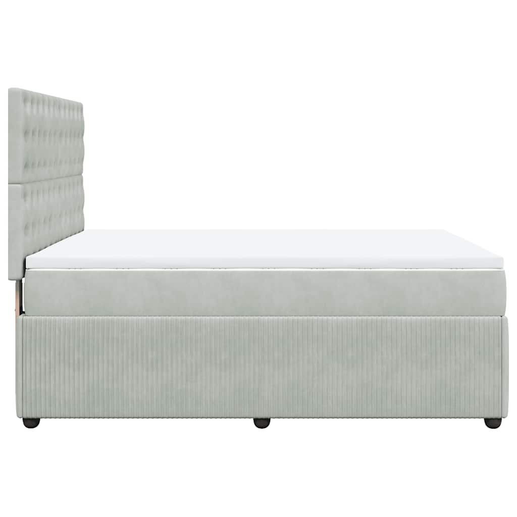 Κρεβάτι Boxspring με Στρώμα Ανοιχτό Γκρι 140x200 εκ. Βελούδινο - Pakobazaar
