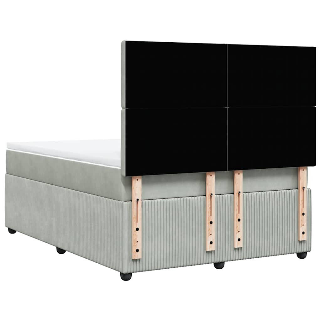 Κρεβάτι Boxspring με Στρώμα Ανοιχτό Γκρι 140x200 εκ. Βελούδινο - Pakobazaar