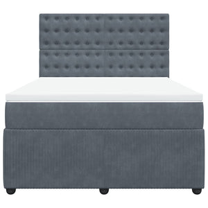 Κρεβάτι Boxspring με Στρώμα Σκούρο Γκρι 140x200 εκ. Βελούδινο - Pakobazaar