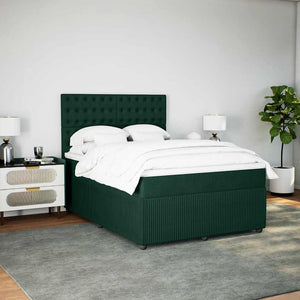 Κρεβάτι Boxspring με Στρώμα Σκούρο Πράσινο 140x200εκ. Βελούδινο - Pakobazaar