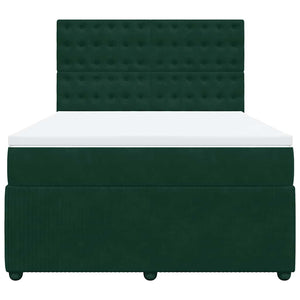 Κρεβάτι Boxspring με Στρώμα Σκούρο Πράσινο 140x200εκ. Βελούδινο - Pakobazaar