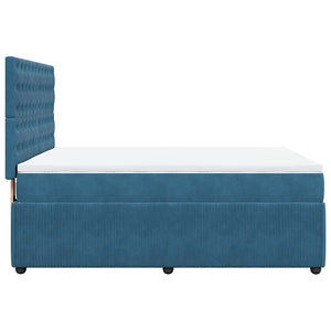 Κρεβάτι Boxspring με Στρώμα Μπλε 140x200 εκ. Βελούδινο - Pakobazaar