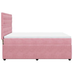 Κρεβάτι Boxspring με Στρώμα Ροζ 140x200 εκ. Βελούδινο - Pakobazaar