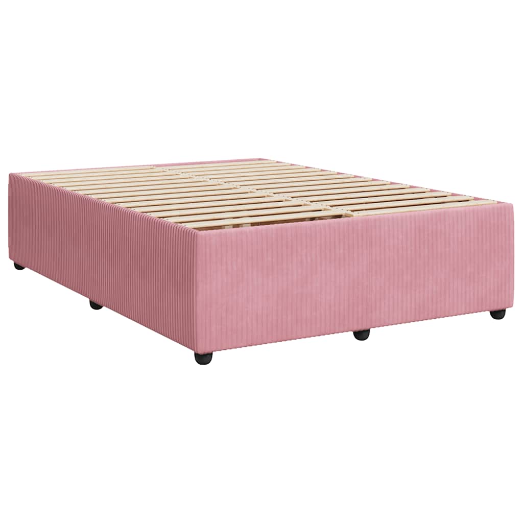 Κρεβάτι Boxspring με Στρώμα Ροζ 140x200 εκ. Βελούδινο - Pakobazaar